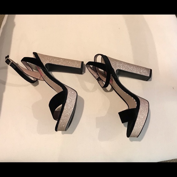 Betsy Johnson Mattie Black Velvet Platform Heels - Picture 3 of 5